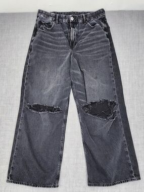 American Eagle Black Distressed Style Baggy Wide Leg Jeans. 12 Short.